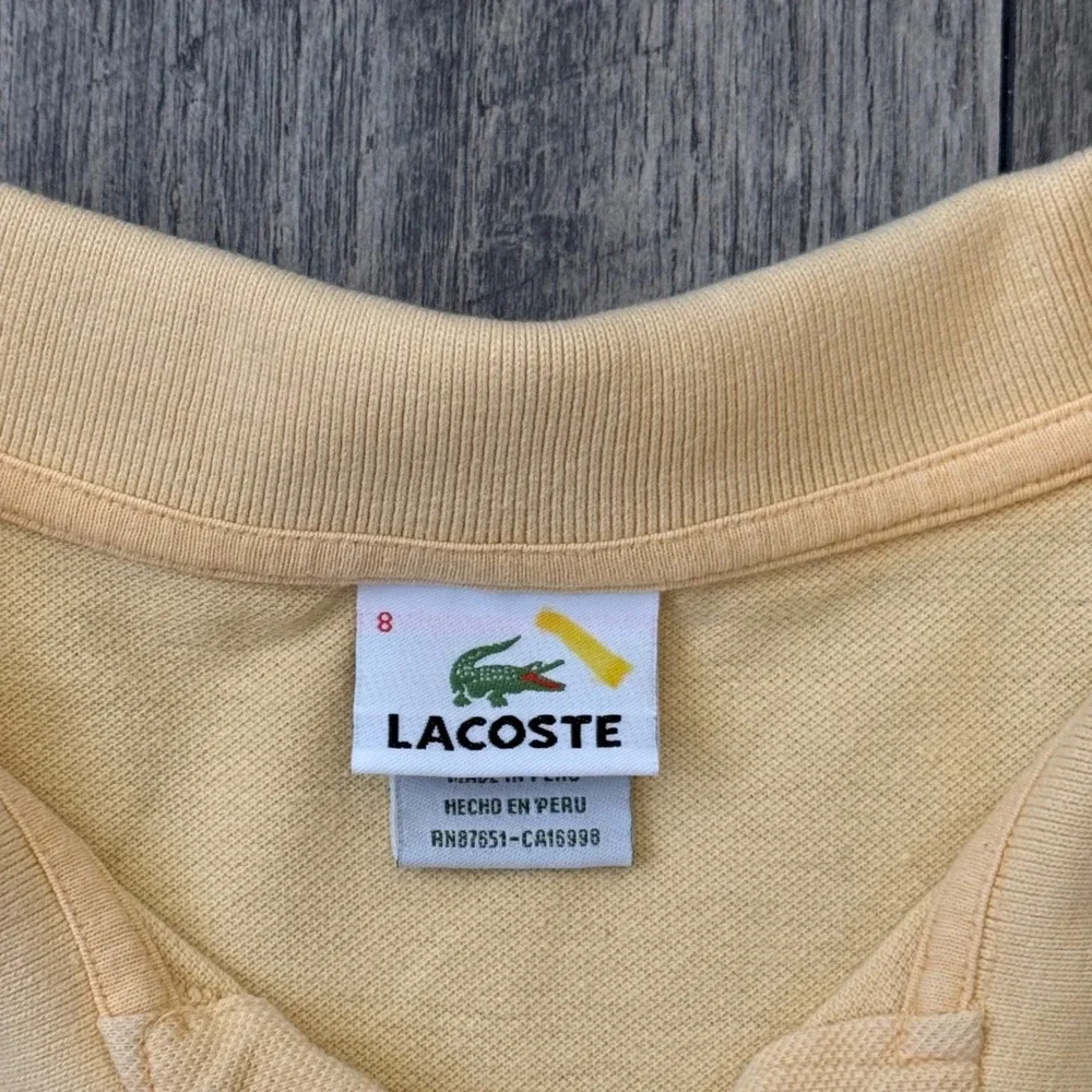 Lacoste Mens Linen Cotton Polo Shirt Size 8 XXL Pastel Yellow Short Sleeve Logo